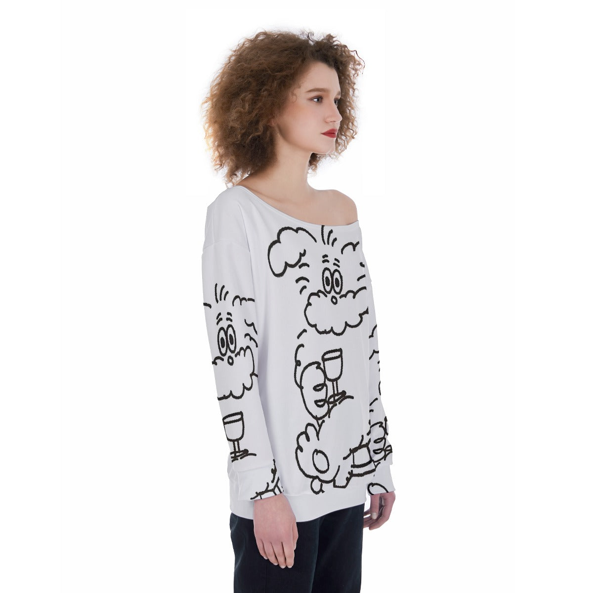 All-Over Print Oversized Women's Off-Shoulder Sweatshirt