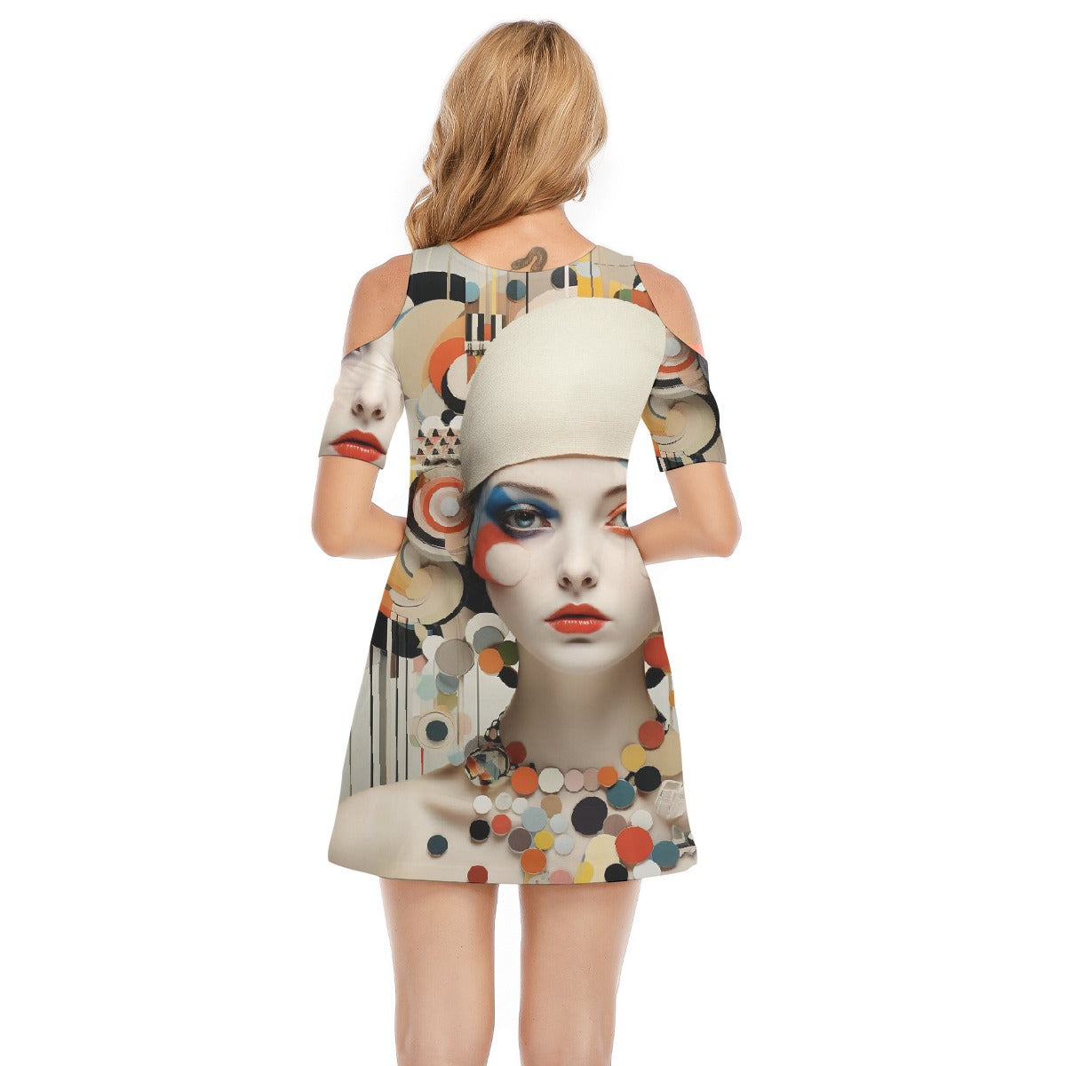 All-Over Print Women's Cold Shoulder Dress | 190GSM Cotton