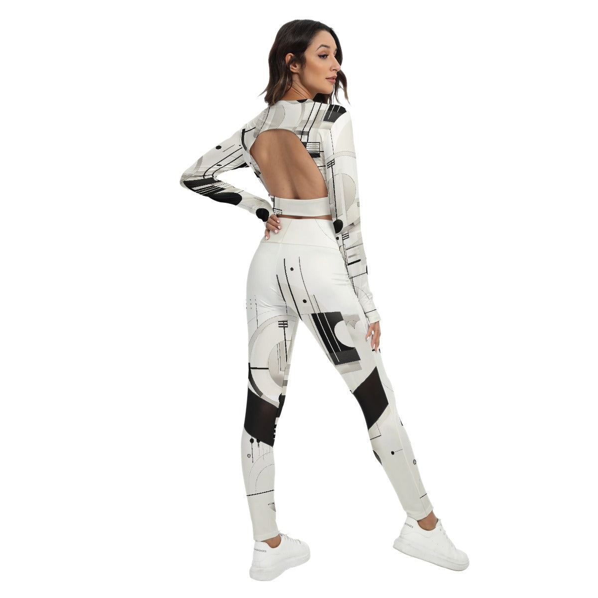 All-Over Print Women's Sport Set With Backless Top And Leggings