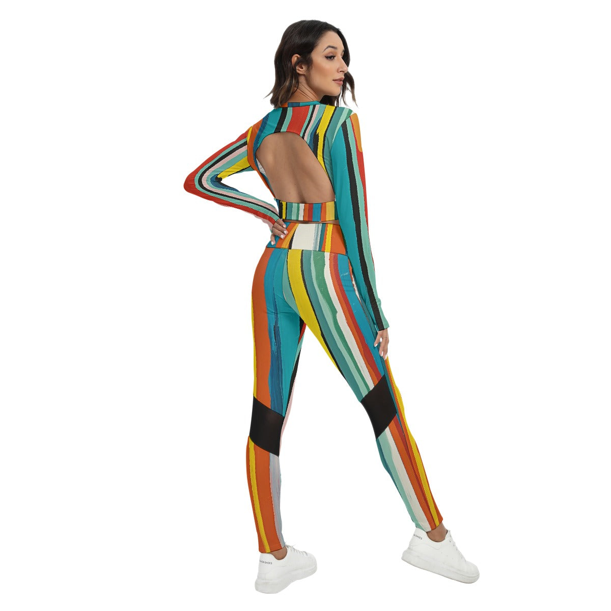 All-Over Print Women's Sport Set With Backless Top And Leggings