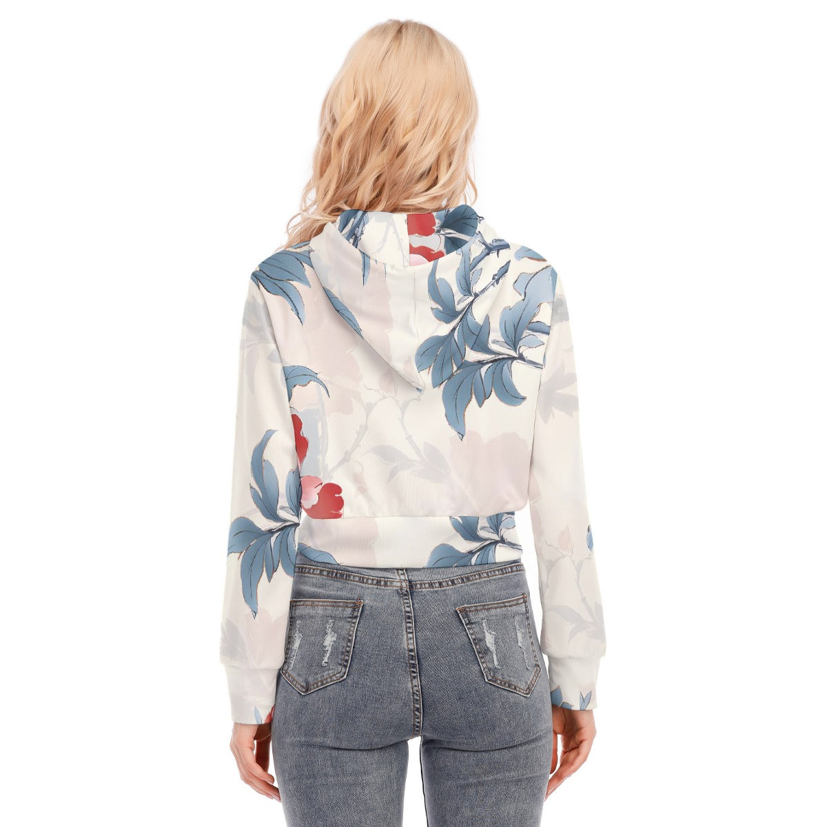 All-Over Print Women's Crop Top Hoodie With Zipper Closure