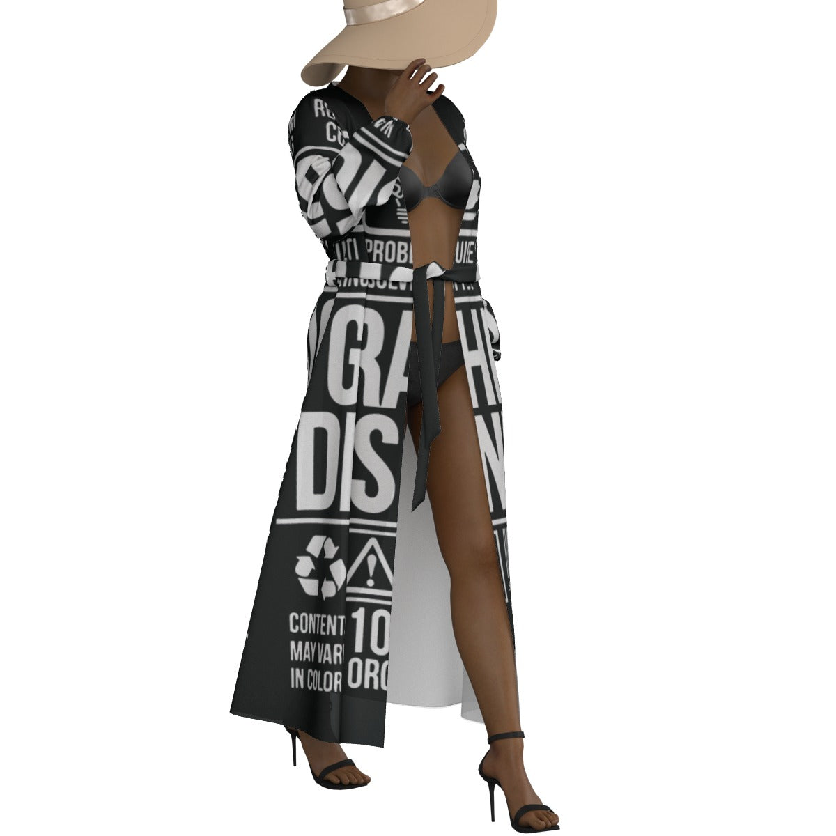 All-Over Print Women's Lace-up Chiffon Robe