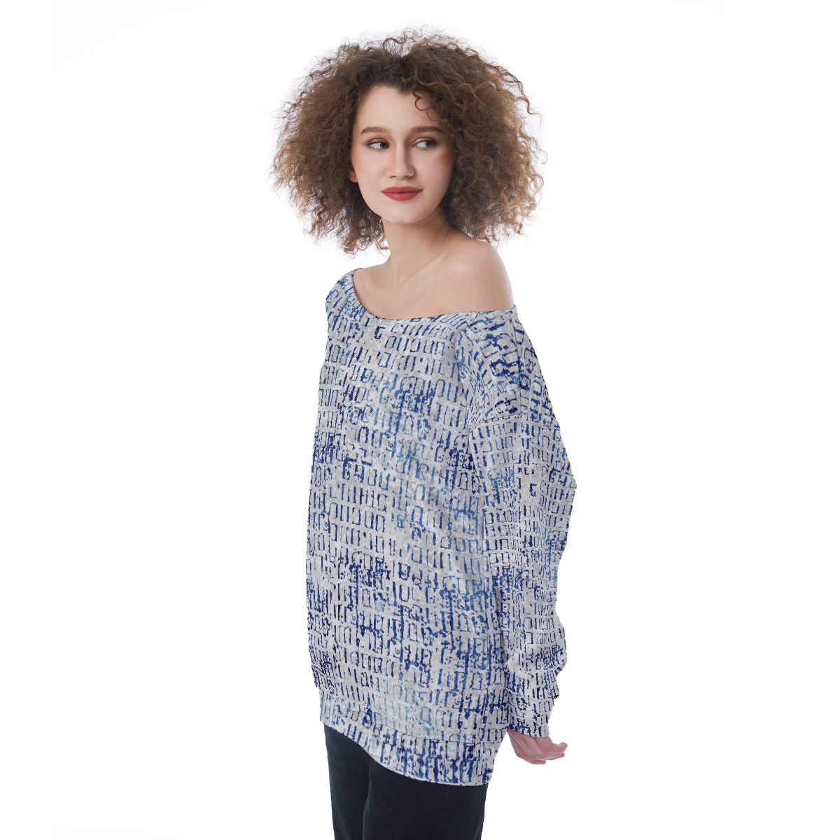 All-Over Print Oversized Women's Off-Shoulder Sweatshirt
