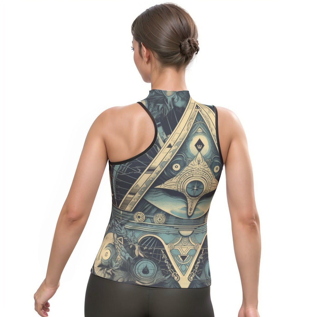 All-Over Print Women's Halter Sleeveless Asymmetrical Tank Top