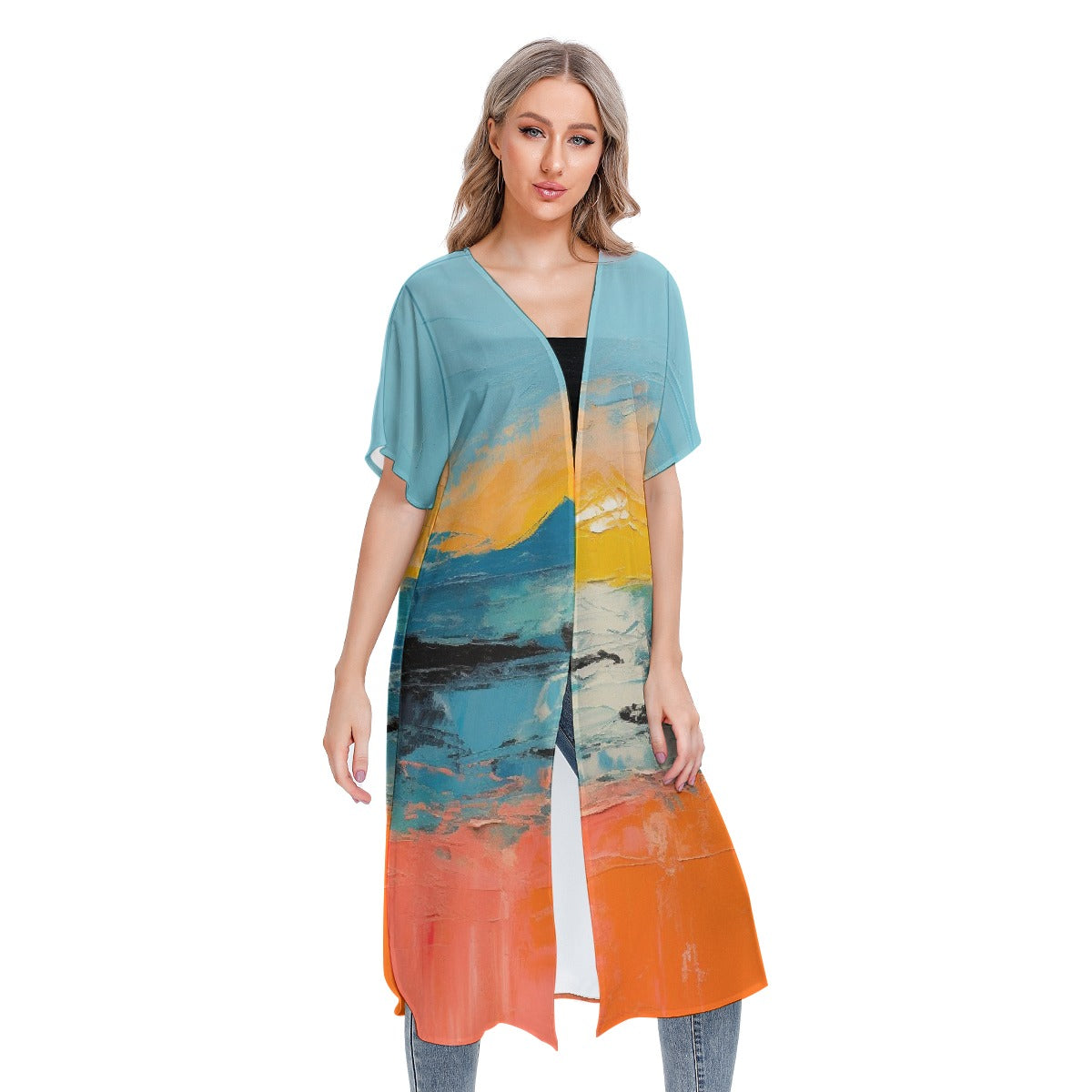 All-Over Print Women's Short Sleeve Cardigan