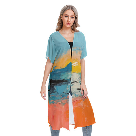 All-Over Print Women's Short Sleeve Cardigan