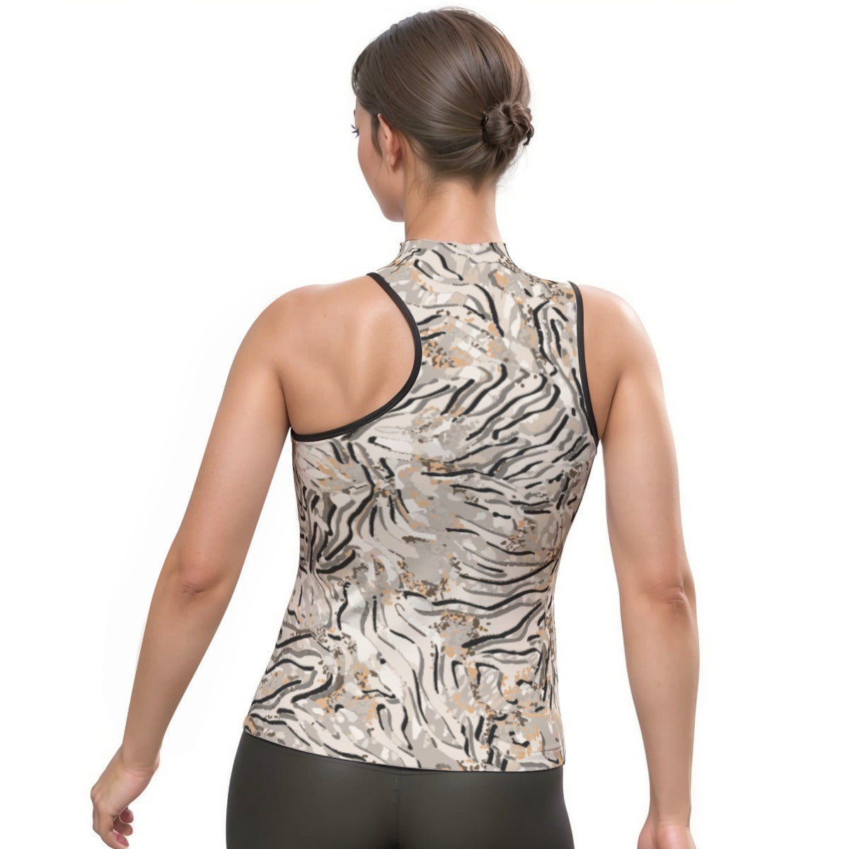 All-Over Print Women's Halter Sleeveless Asymmetrical Tank Top