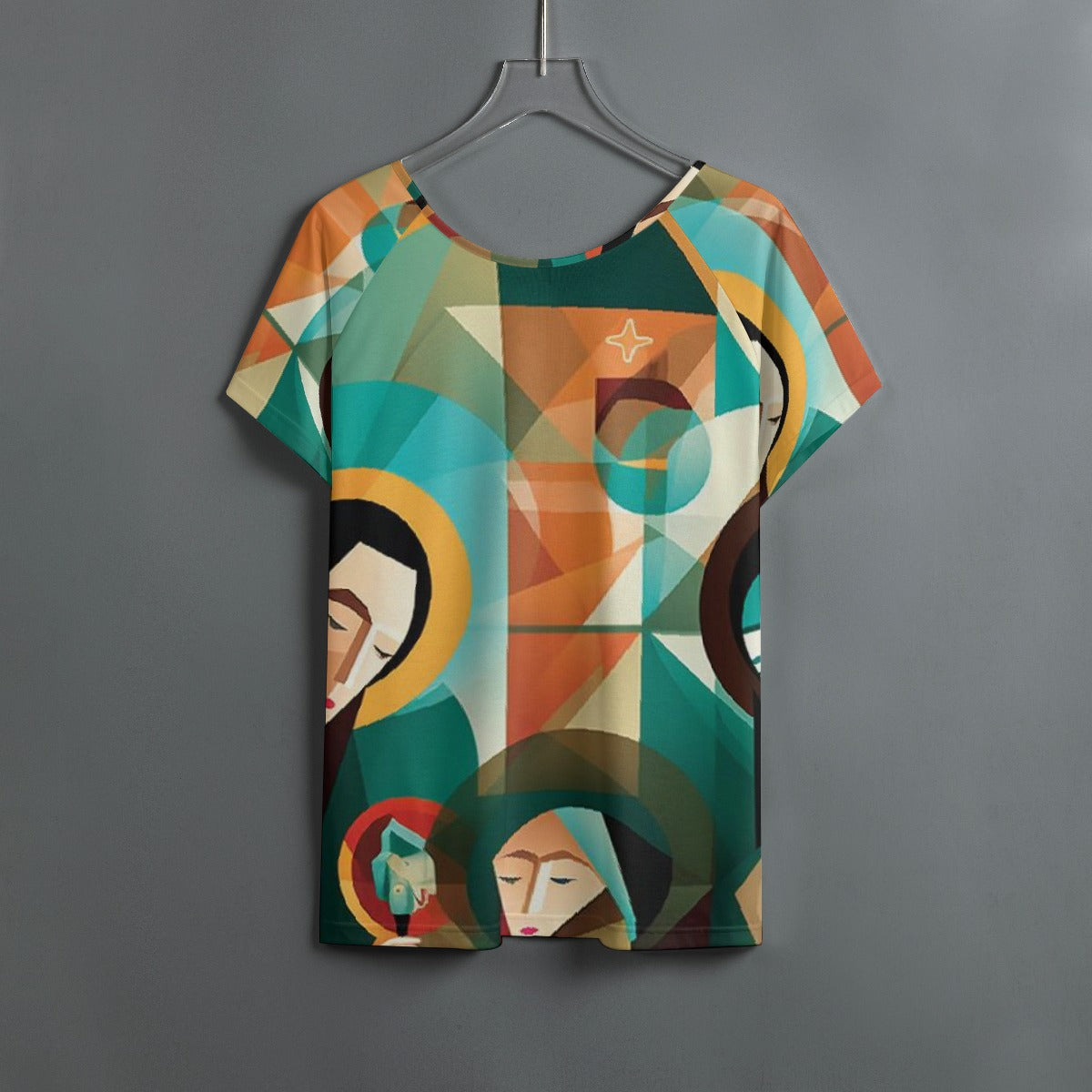 All-Over Print Women's Round Neck T-shirt With Raglan Sleeve