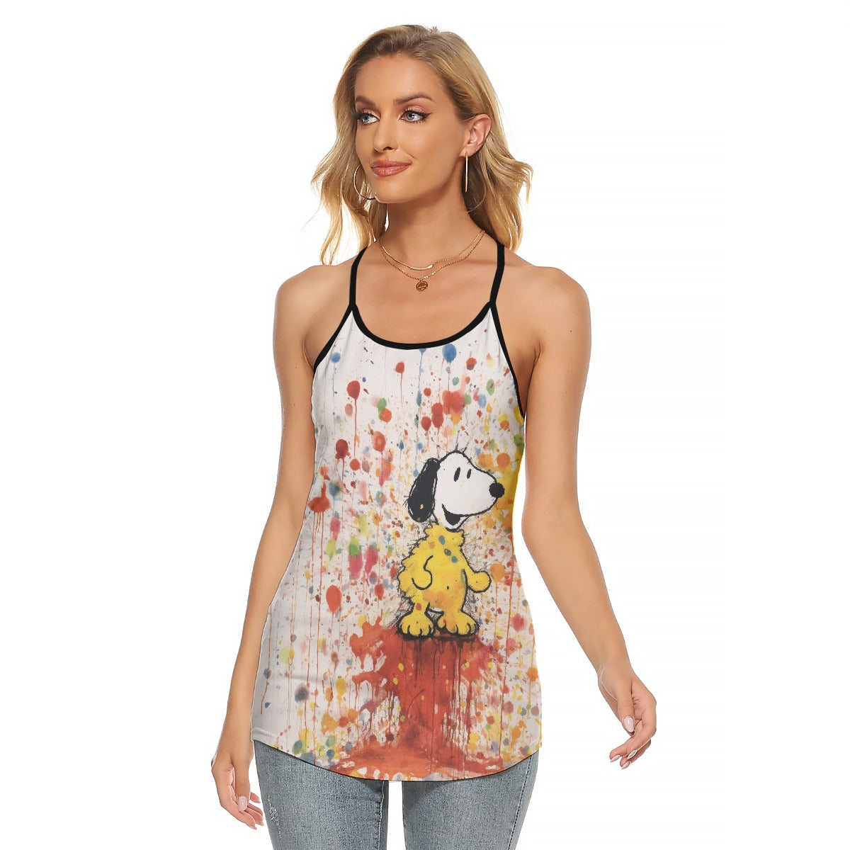 All-Over Print Women's Criss-Cross Open Back Tank Top