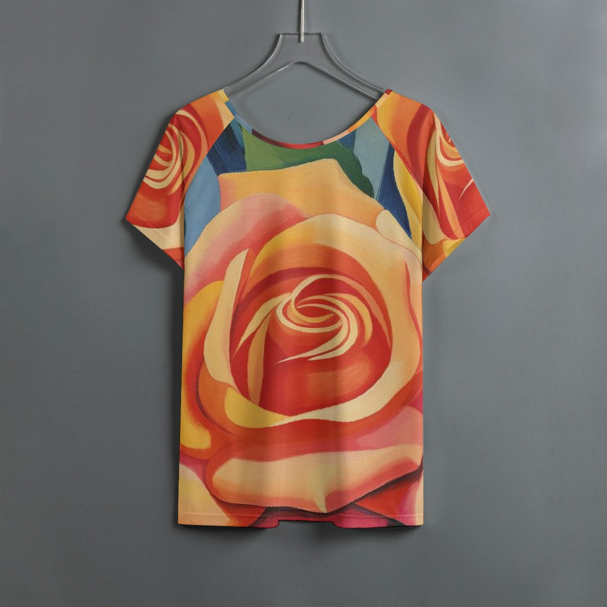 All-Over Print Women's Round Neck T-shirt With Raglan Sleeve