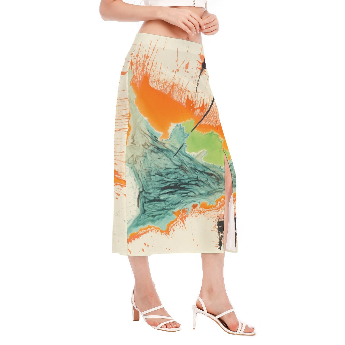 All-Over Print Women's High Slit Long Skirt