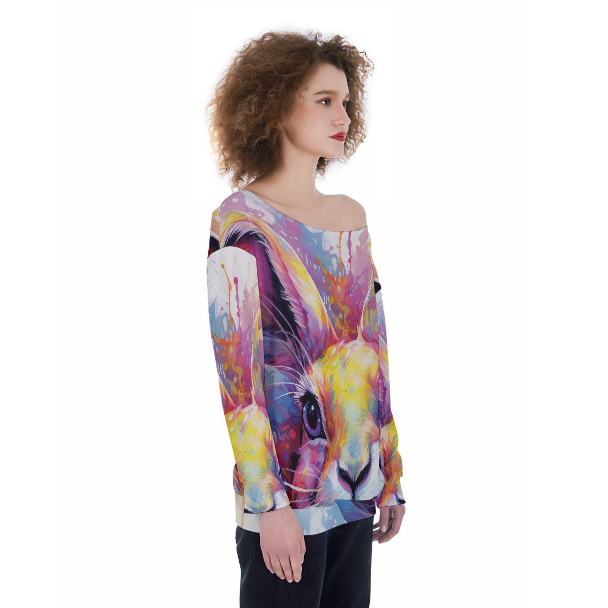 All-Over Print Oversized Women's Off-Shoulder Sweatshirt