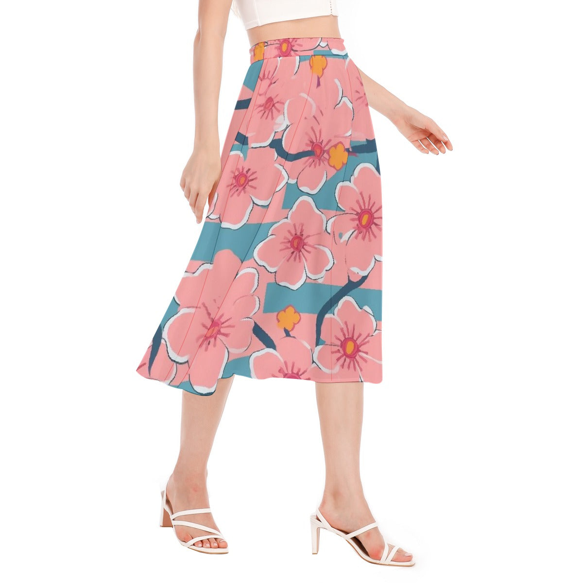 All-Over Print Women's Long Section Chiffon Skirt