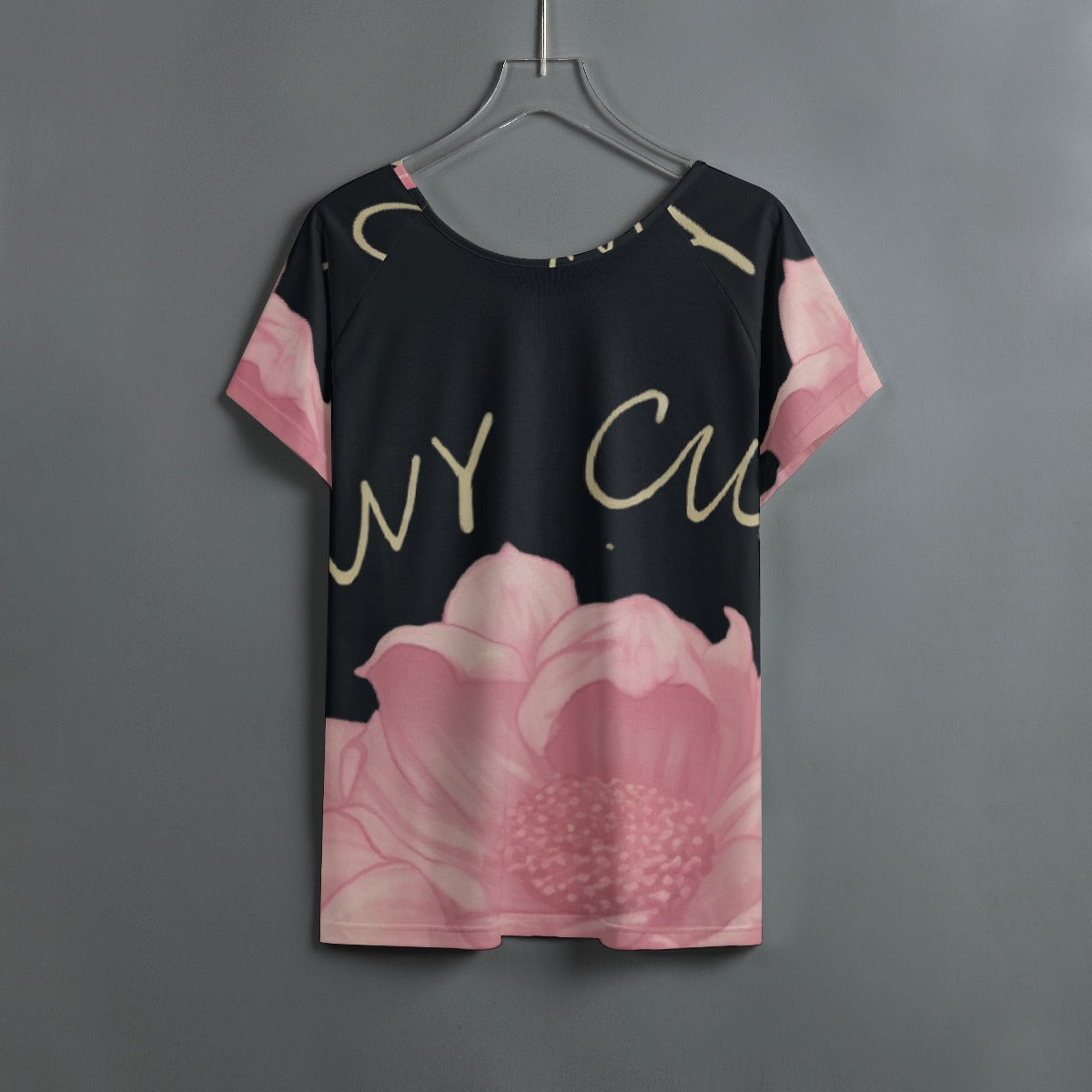 All-Over Print Women's Round Neck T-shirt With Raglan Sleeve