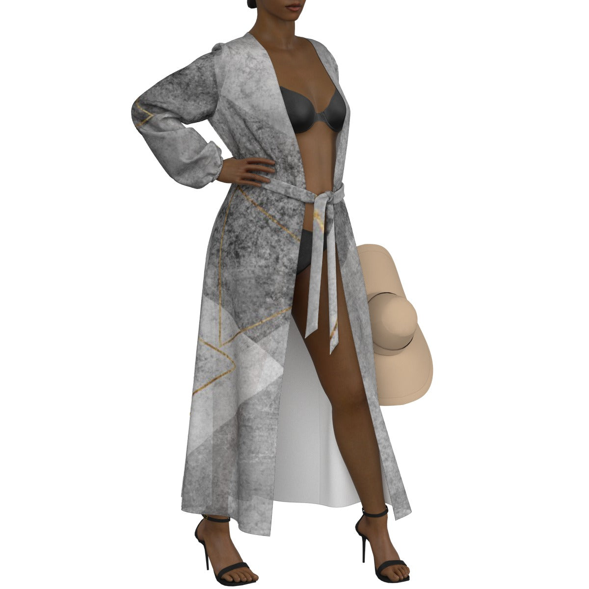 All-Over Print Women's Lace-up Chiffon Robe