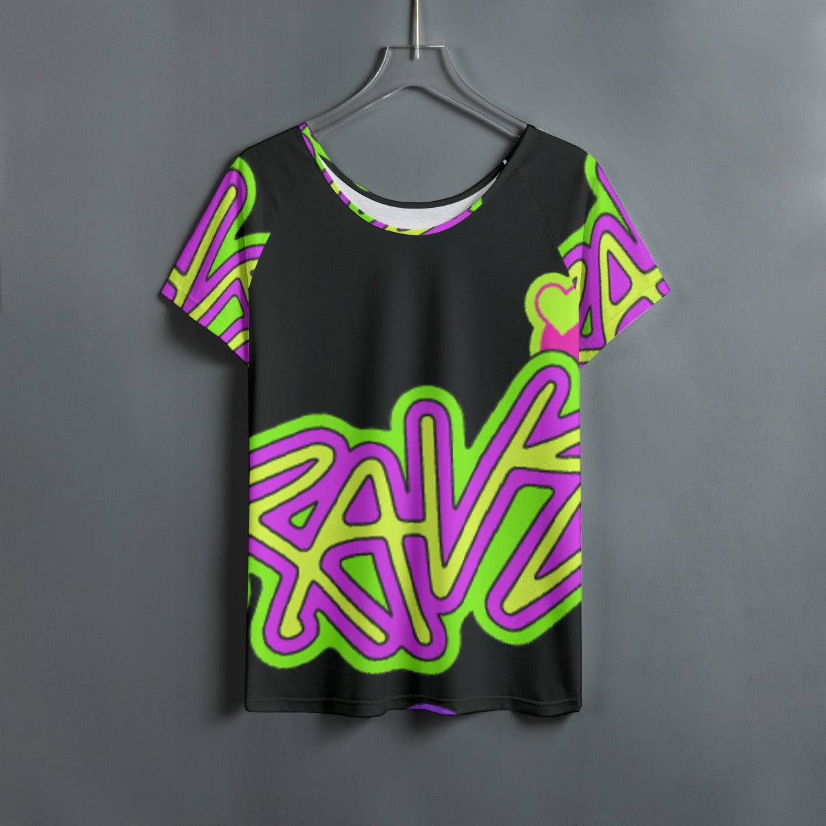 All-Over Print Women's Round Neck T-shirt With Raglan Sleeve