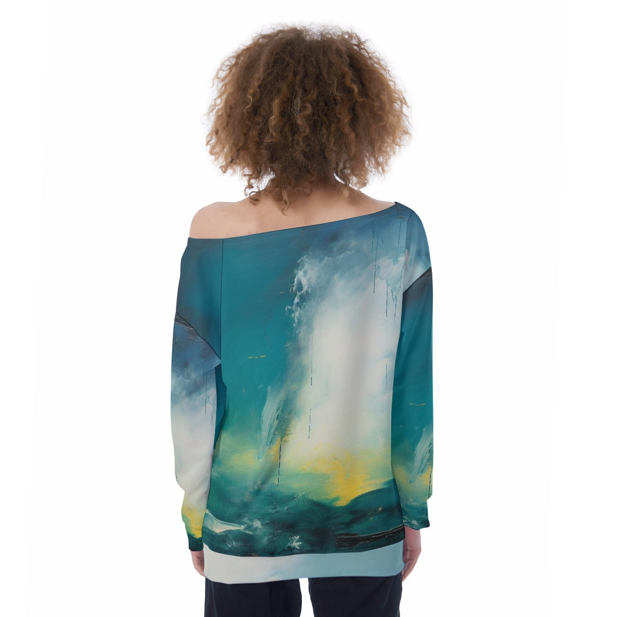 All-Over Print Oversized Women's Off-Shoulder Sweatshirt