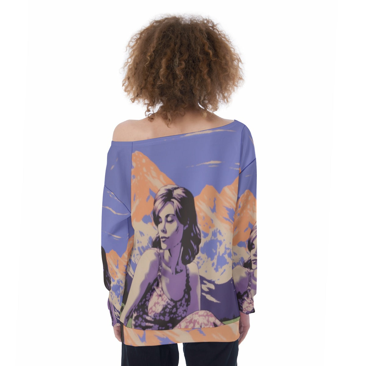 All-Over Print Oversized Women's Off-Shoulder Sweatshirt