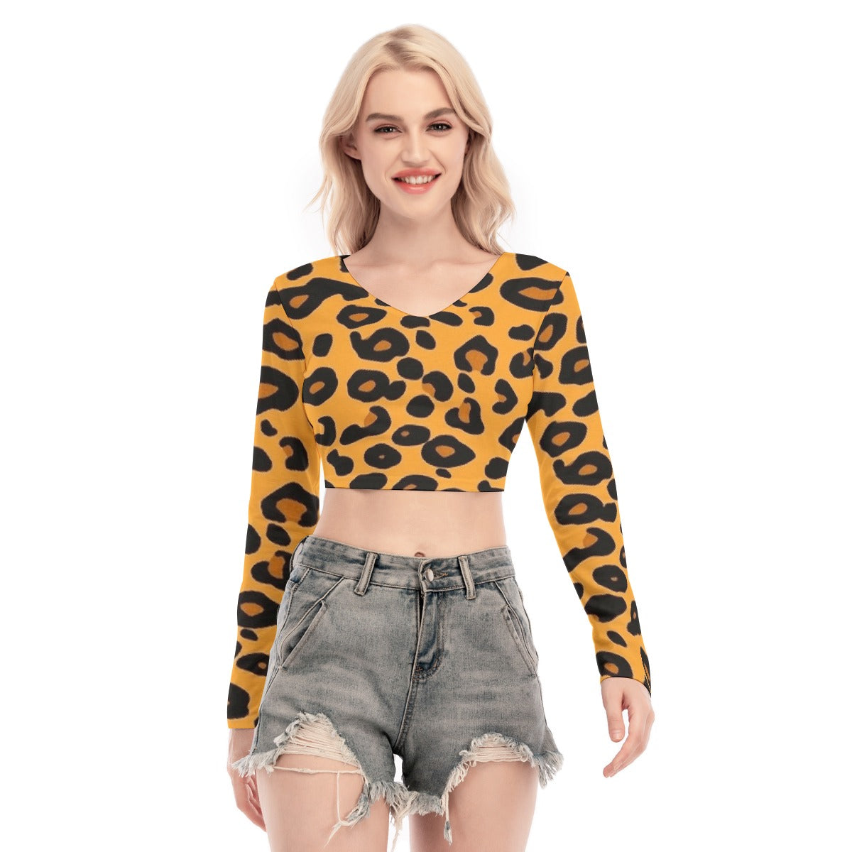 All-Over Print Women's Back Hollow T-shirt With Strap