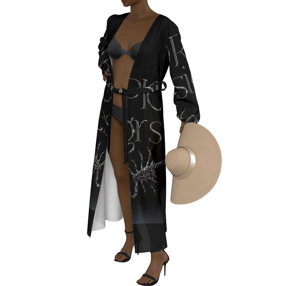 All-Over Print Women's Lace-up Chiffon Robe