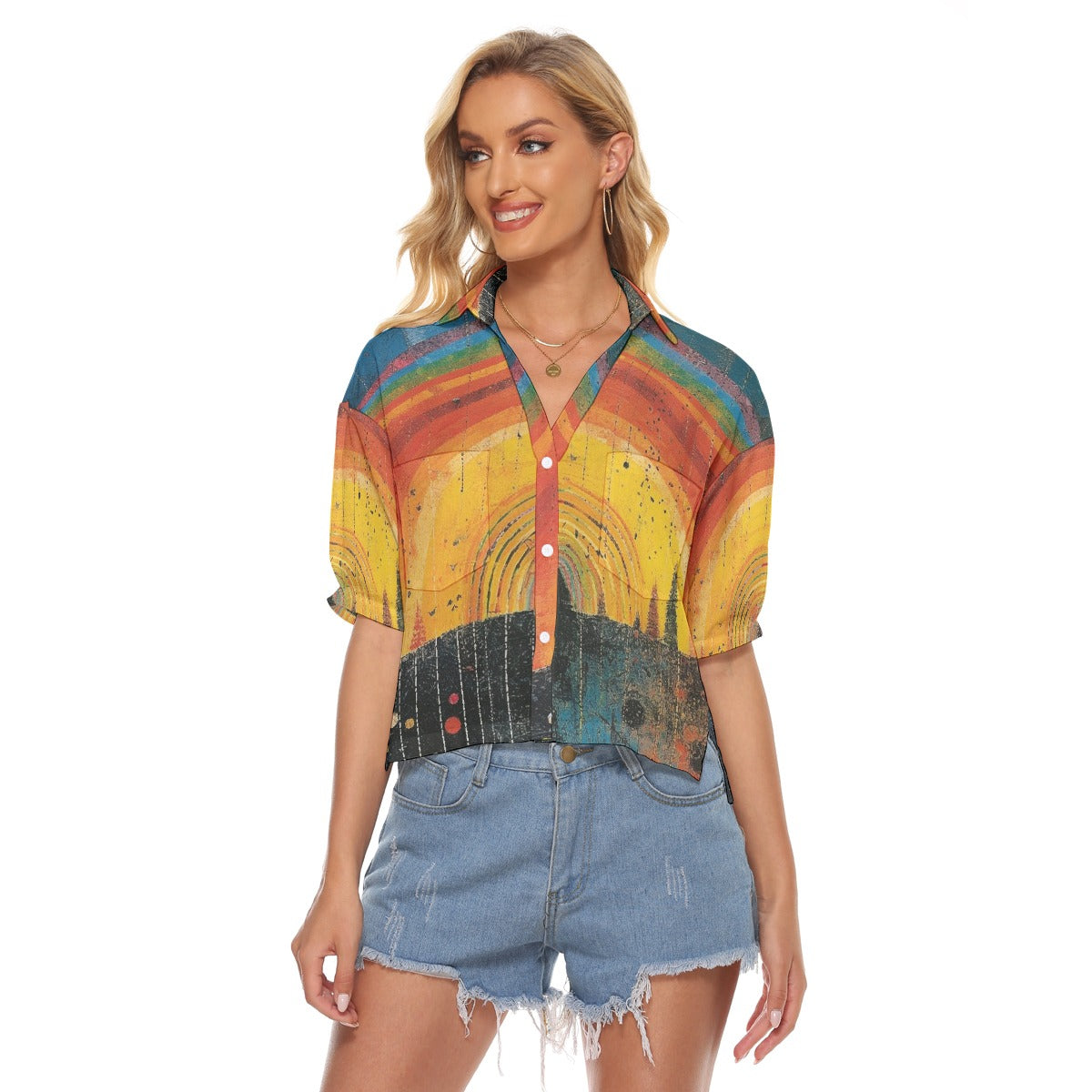 All-Over Print Women's V-neck Shirts