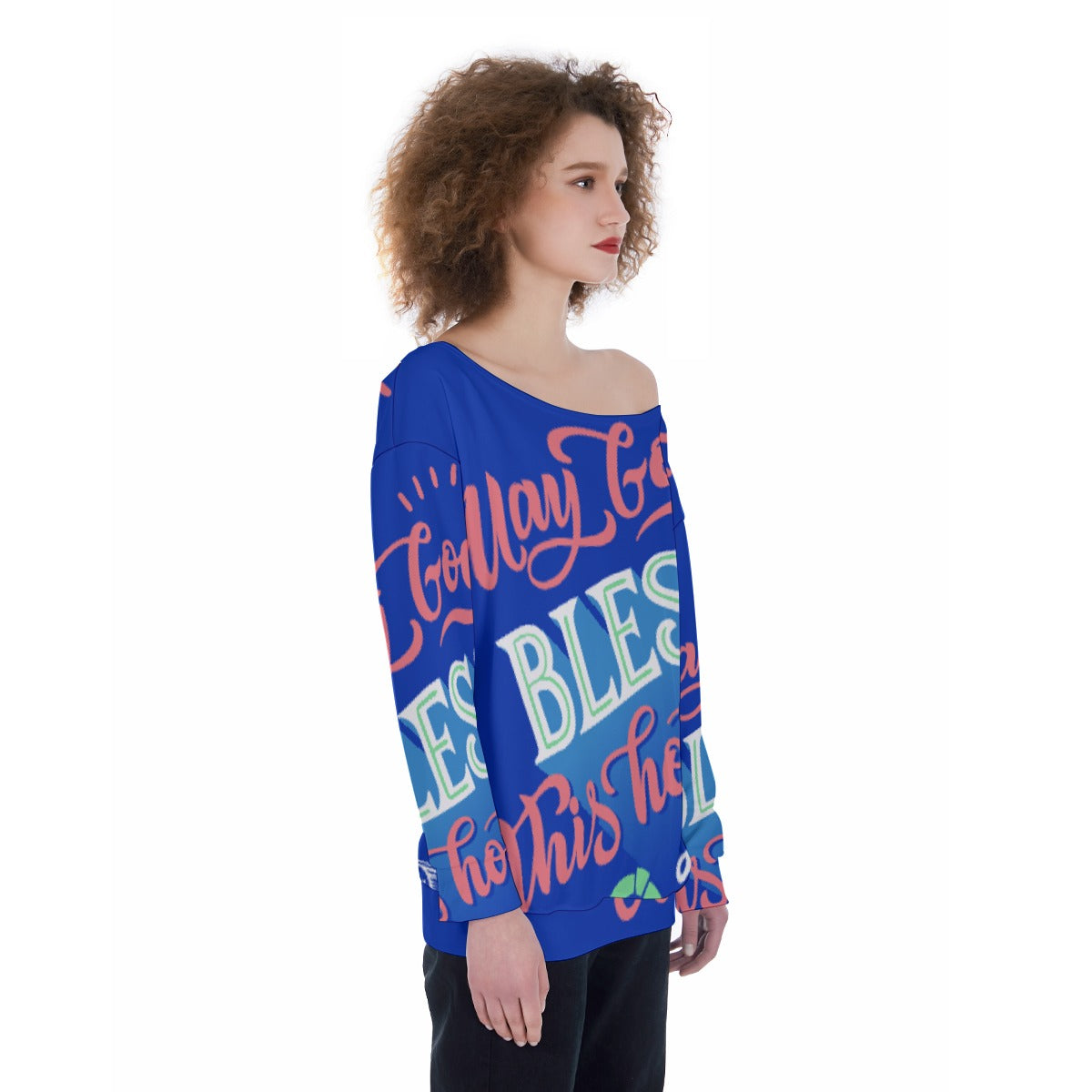 All-Over Print Oversized Women's Off-Shoulder Sweatshirt