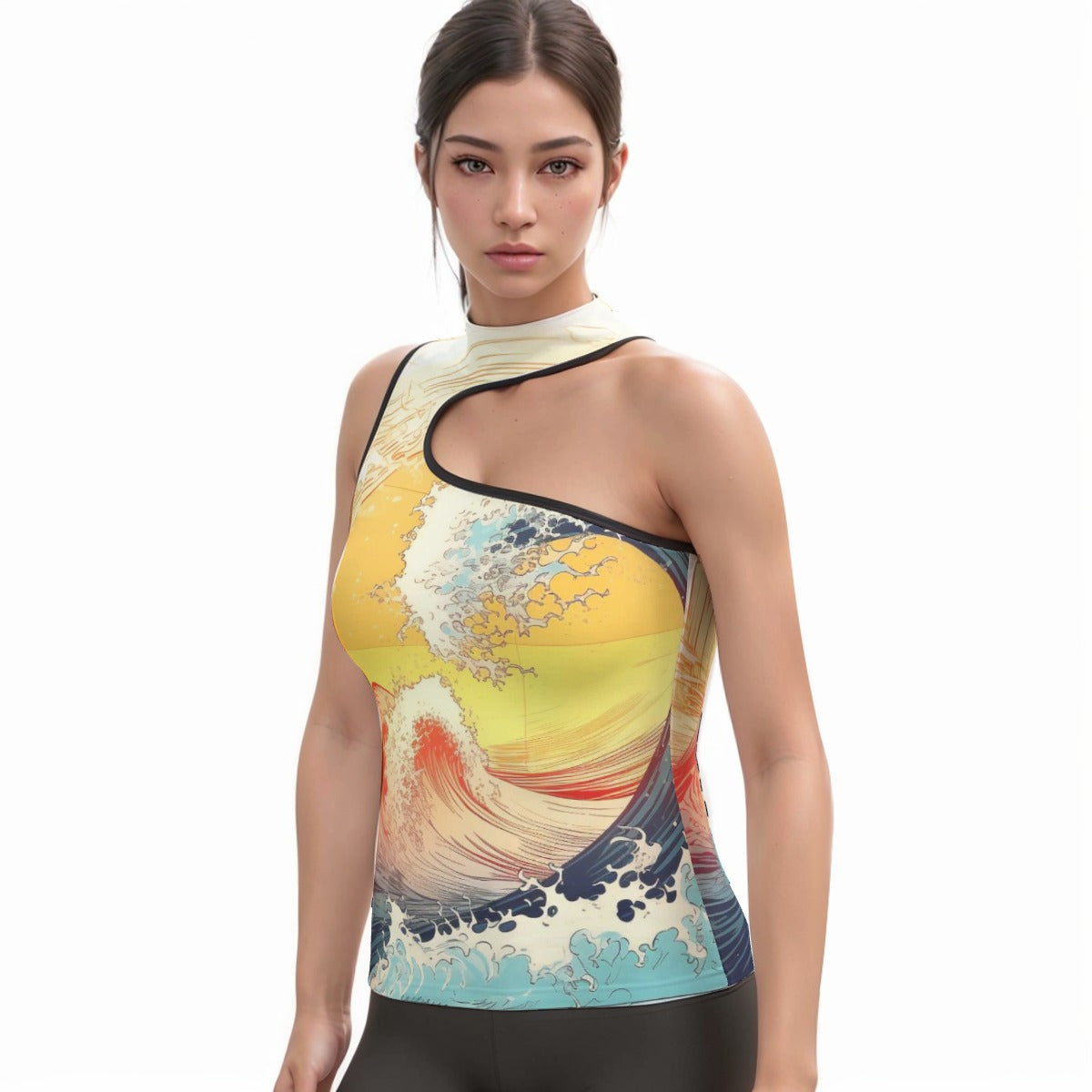 All-Over Print Women's Halter Sleeveless Asymmetrical Tank Top