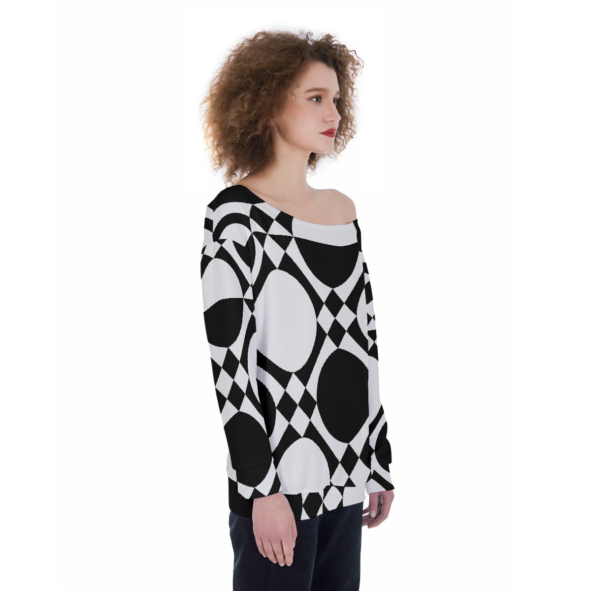 All-Over Print Oversized Women's Off-Shoulder Sweatshirt