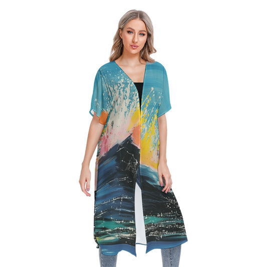 All-Over Print Women's Short Sleeve Cardigan