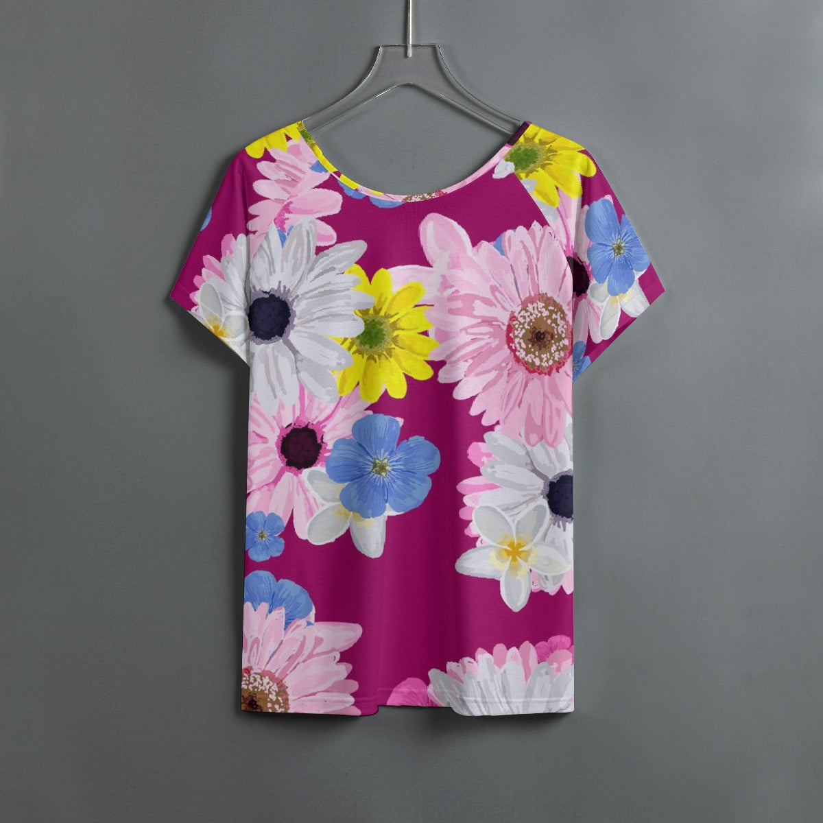 All-Over Print Women's Round Neck T-shirt With Raglan Sleeve