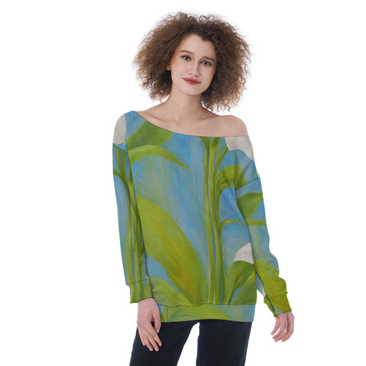 All-Over Print Oversized Women's Off-Shoulder Sweatshirt