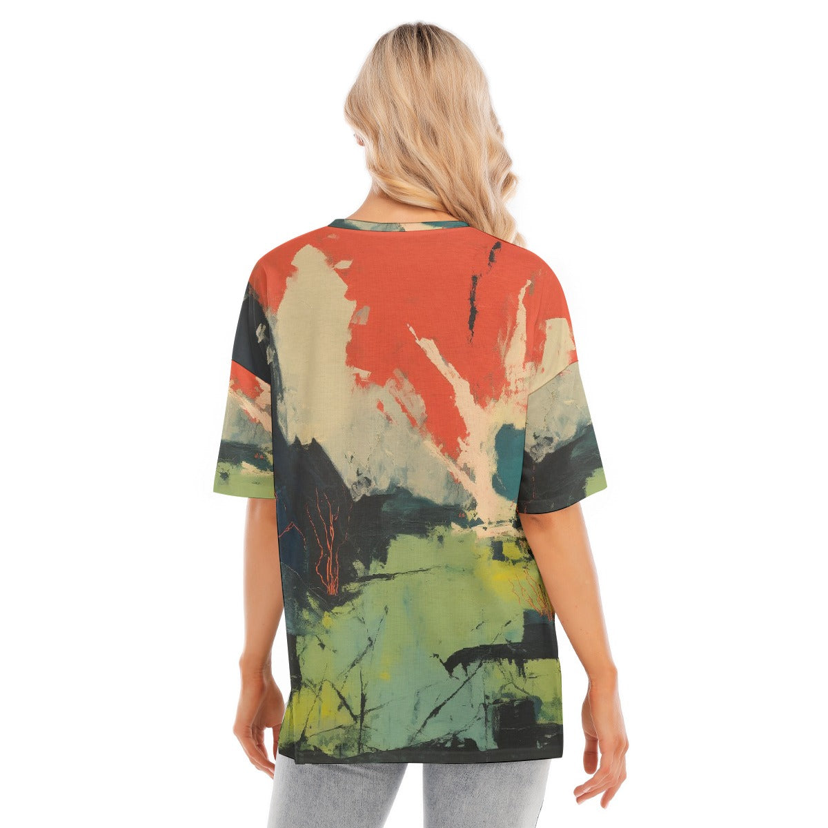 All-Over Print Women's Short Sleeves T-shirt With Hem Split