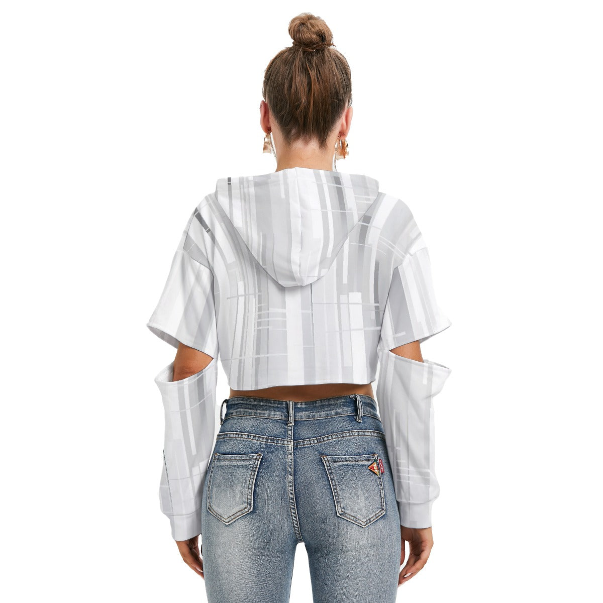 All-Over Print Women's Heavy Fleece Hoodie With Hollow Out Sleeve