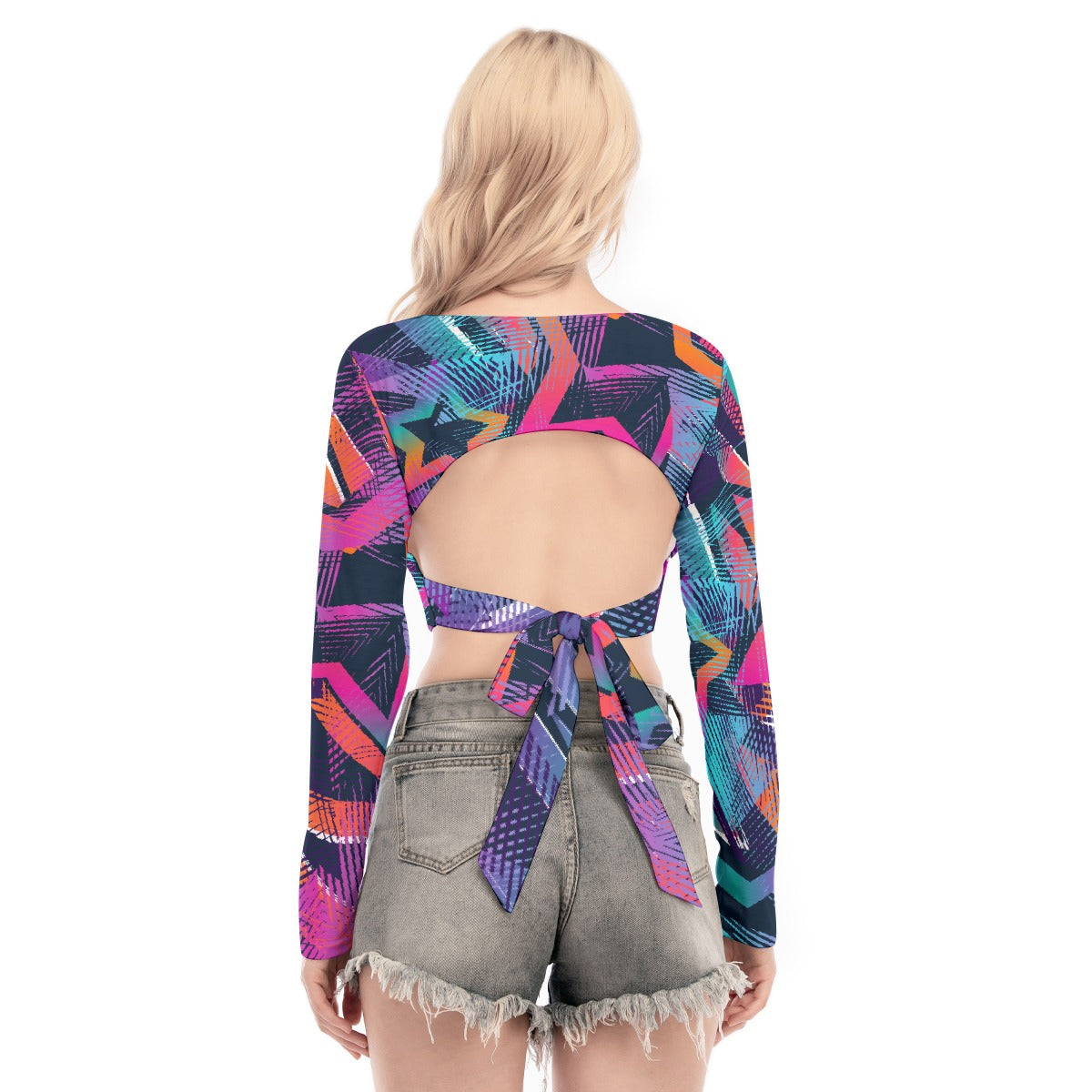 All-Over Print Women's Back Hollow T-shirt With Strap