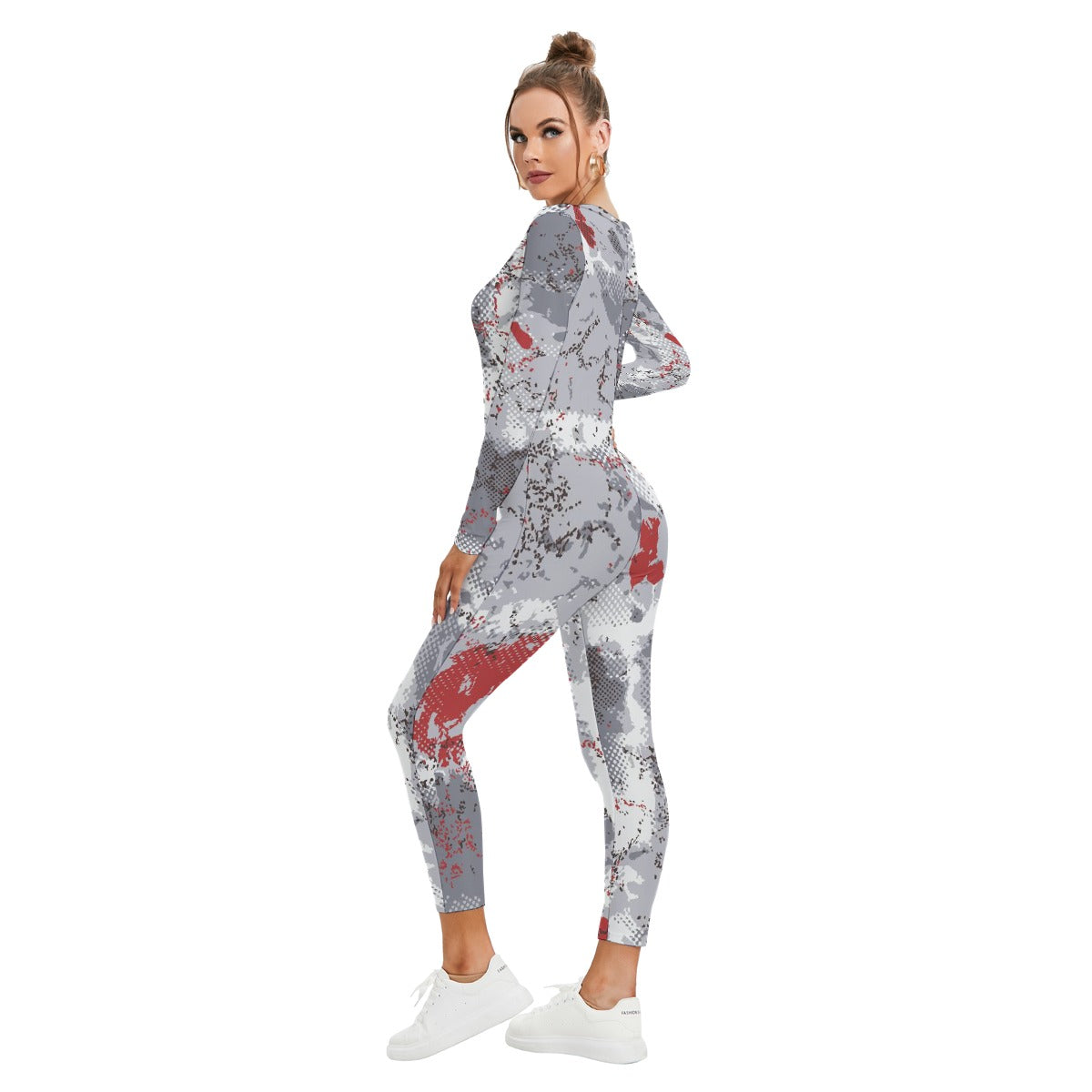 All-Over Print Women's Plunging Neck Jumpsuit