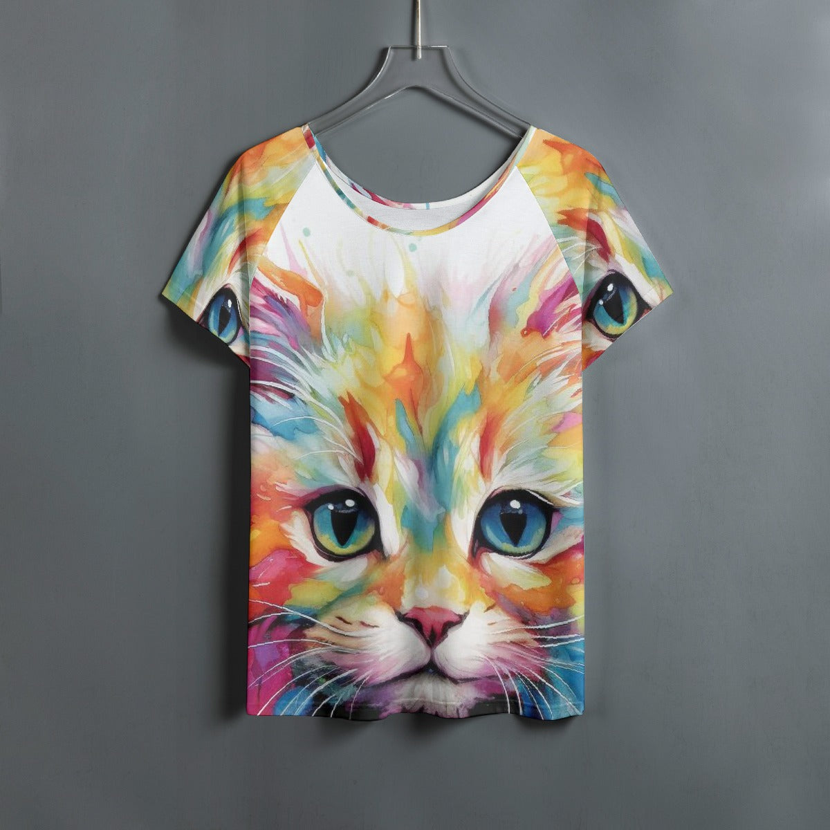 All-Over Print Women's Round Neck T-shirt With Raglan Sleeve