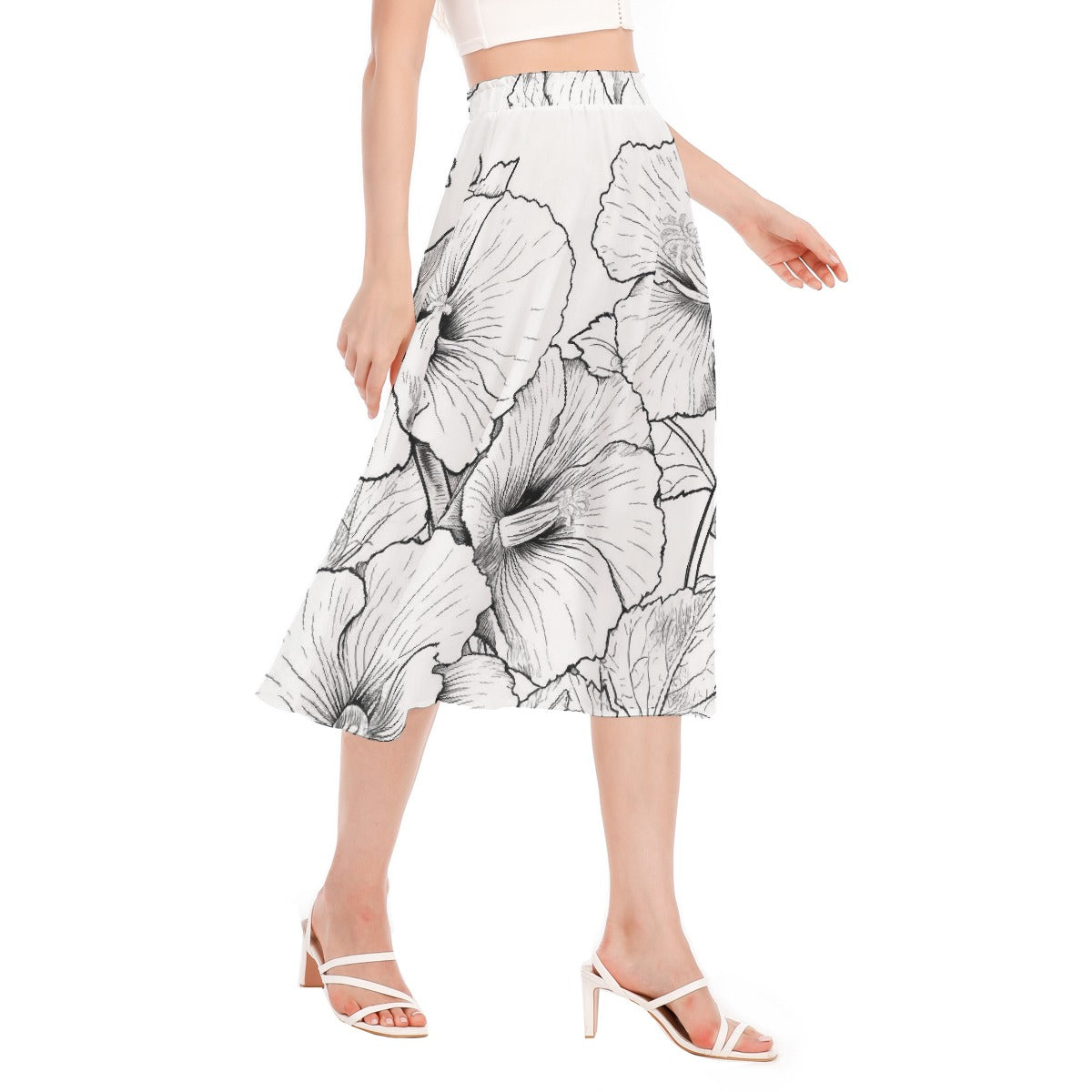 All-Over Print Women's Long Section Chiffon Skirt