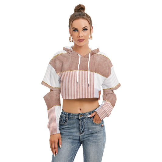 All-Over Print Women's Heavy Fleece Hoodie With Hollow Out Sleeve