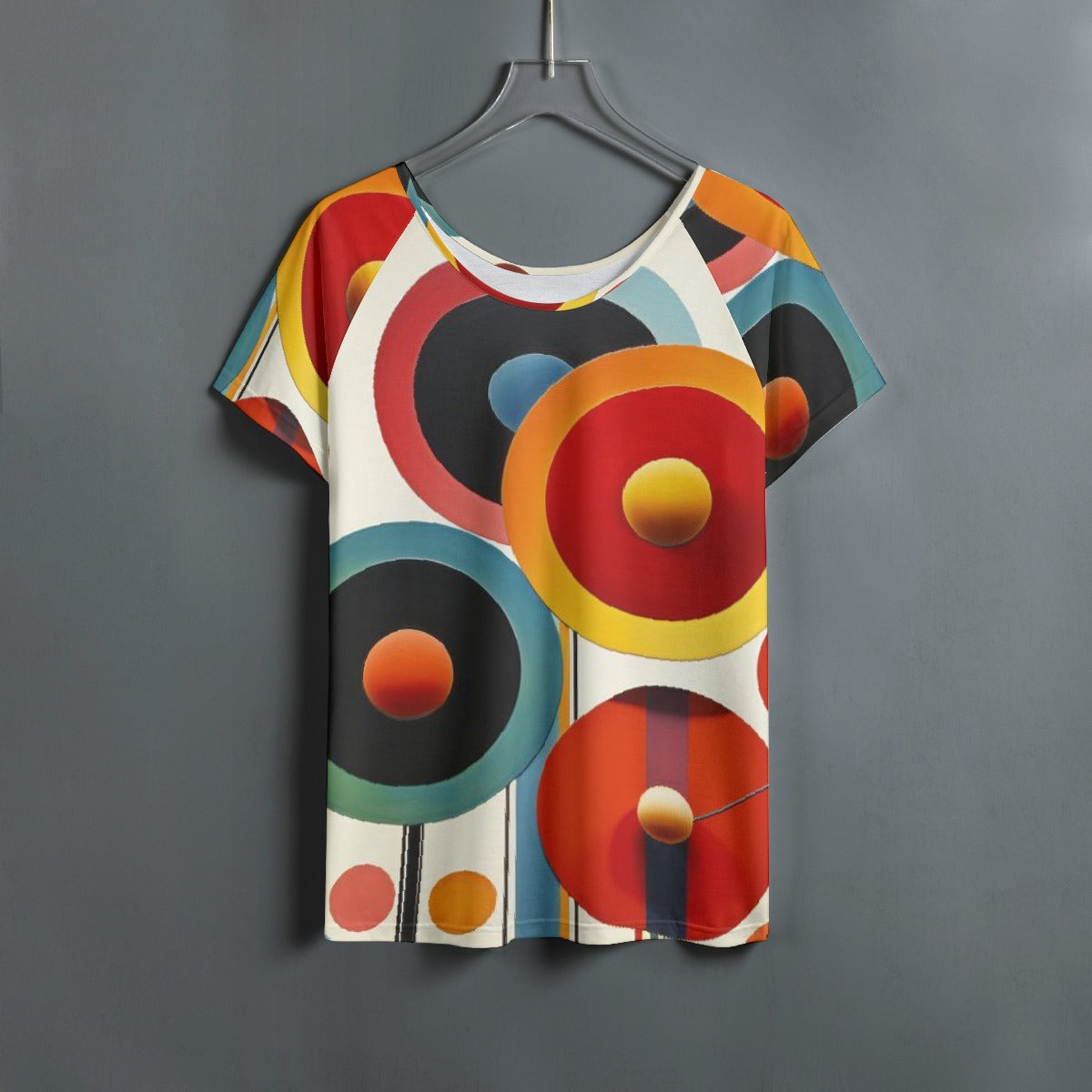 All-Over Print Women's Round Neck T-shirt With Raglan Sleeve
