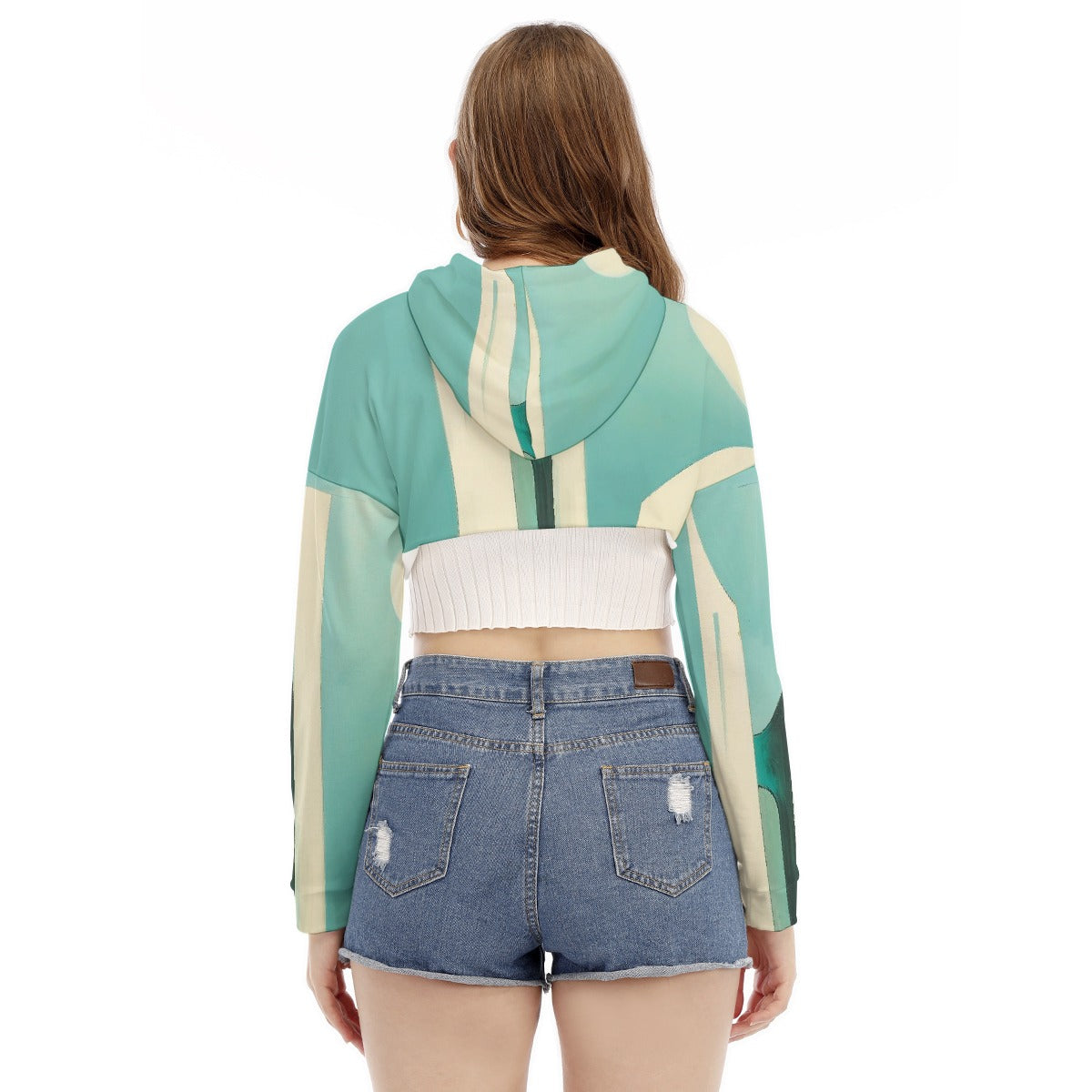 All-Over Print Women's Smock Short Hoodie With Long Sleeve