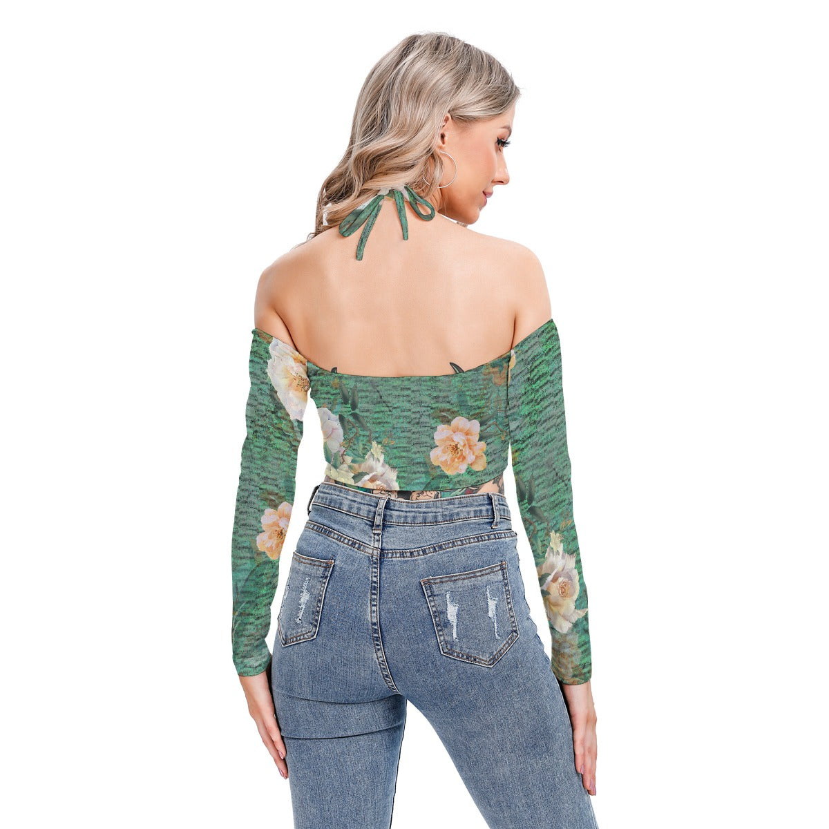 All-Over Print Women's Halter Lace-up Top