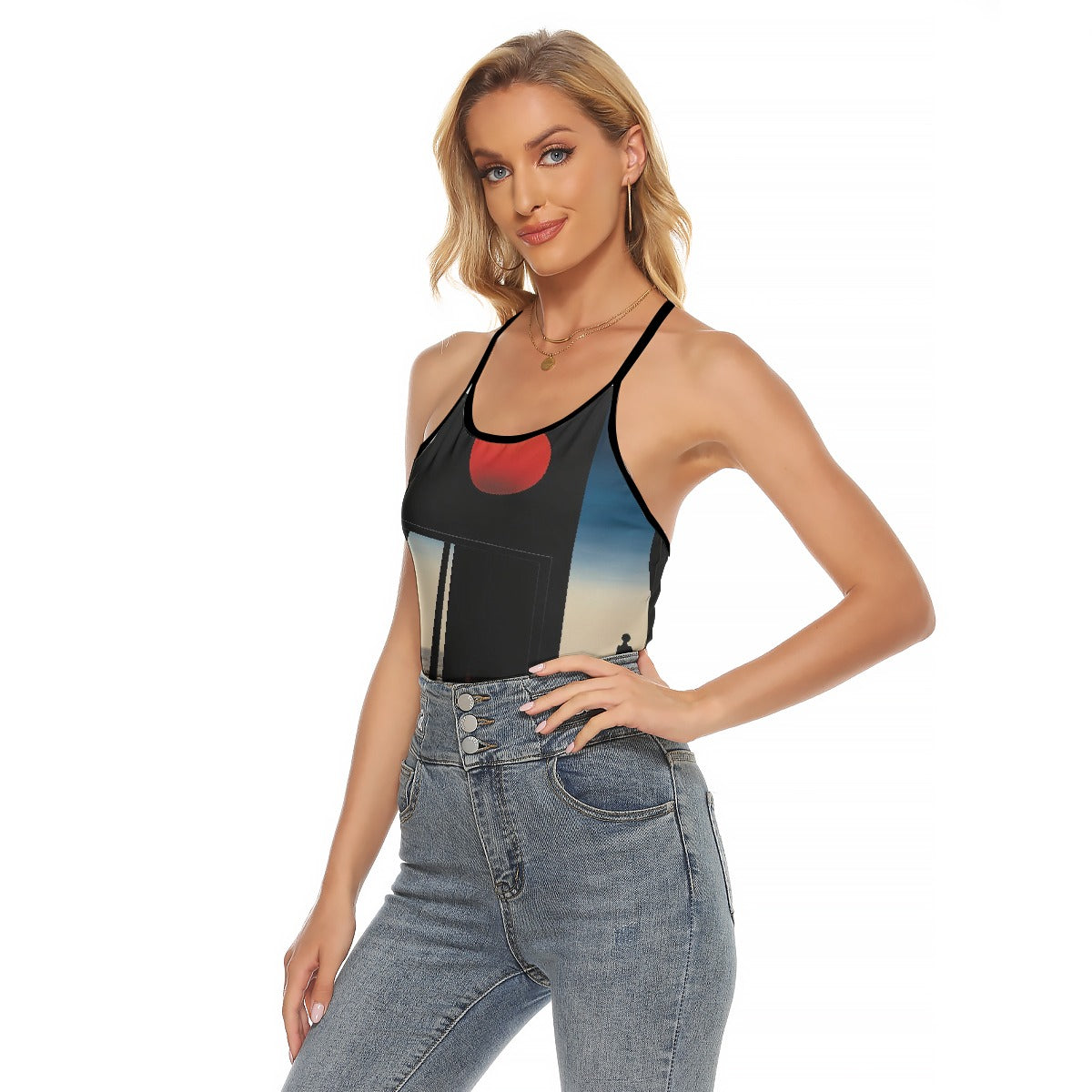 All-Over Print Women's Criss-Cross Open Back Tank Top