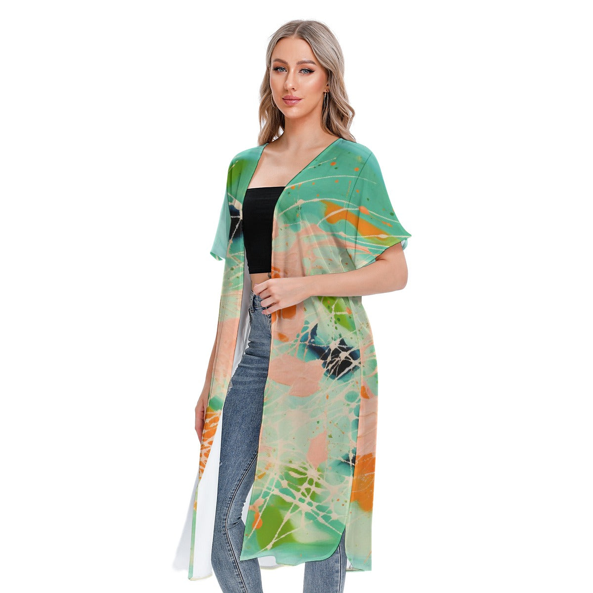 All-Over Print Women's Short Sleeve Cardigan