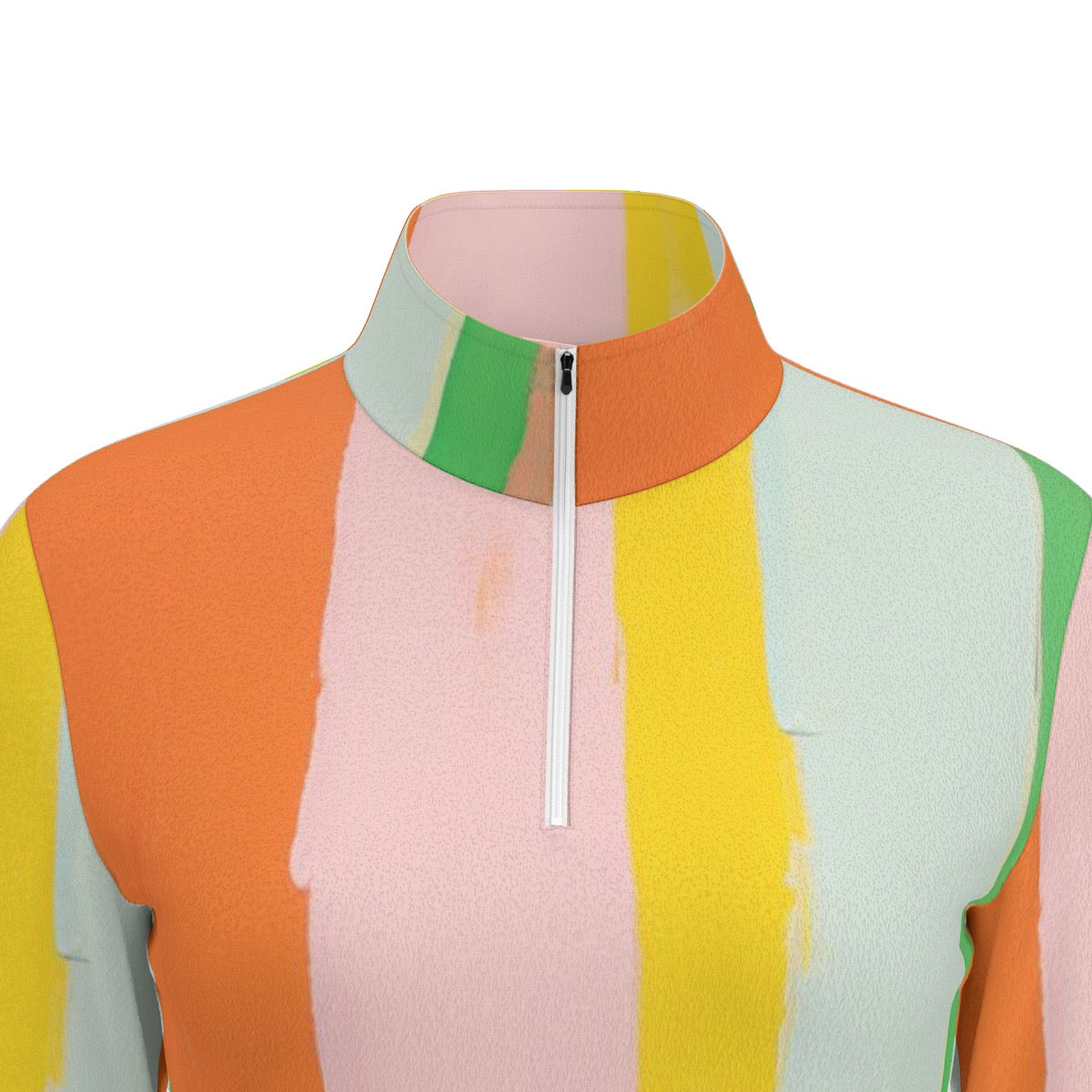 All-Over Print Women's Sports Collar Jersey With Long Sleeve