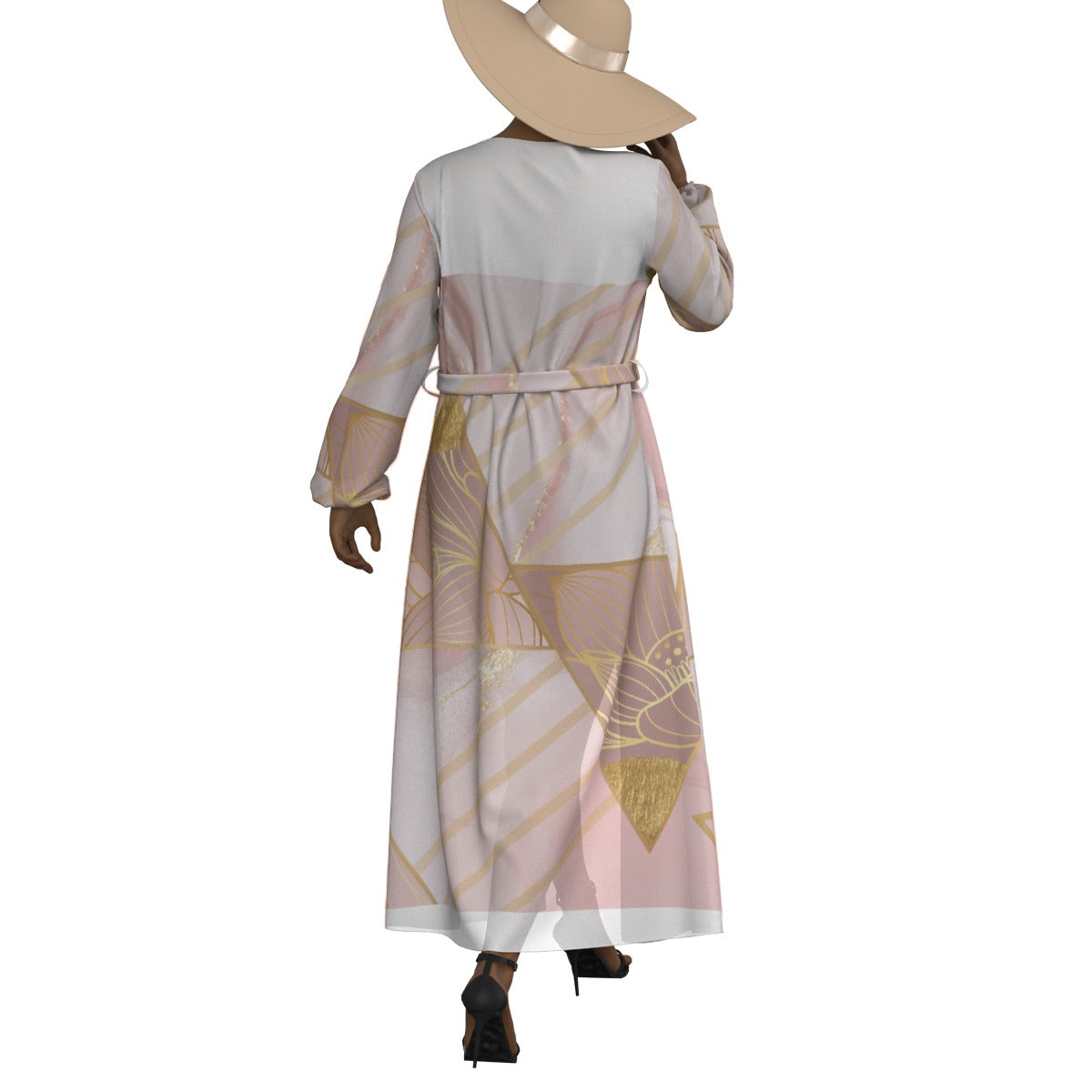 All-Over Print Women's Lace-up Chiffon Robe