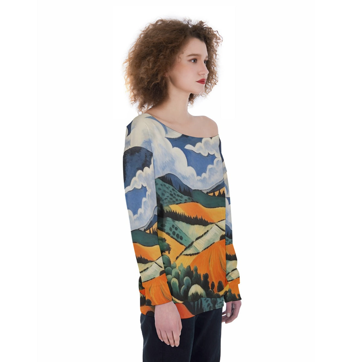 All-Over Print Oversized Women's Off-Shoulder Sweatshirt