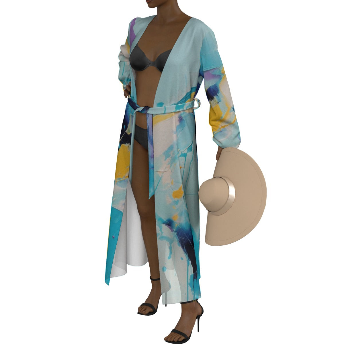 All-Over Print Women's Lace-up Chiffon Robe