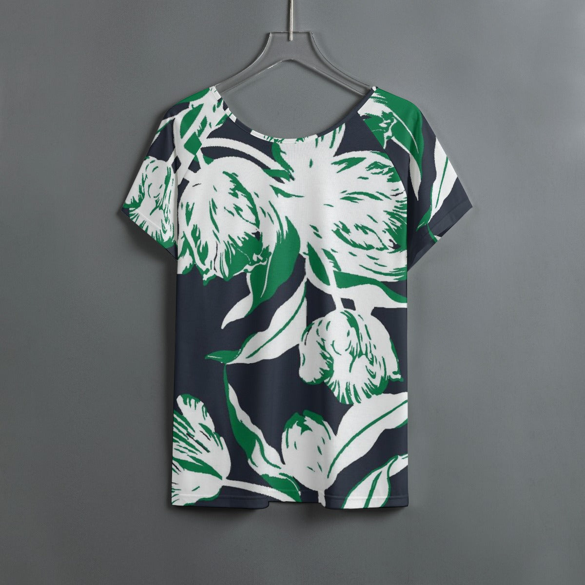All-Over Print Women's Round Neck T-shirt With Raglan Sleeve