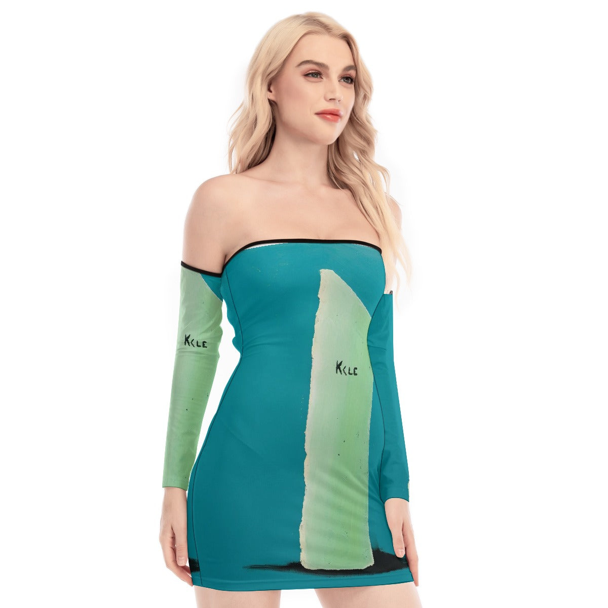 All-Over Print Women's Off-shoulder Back Lace-up Dress