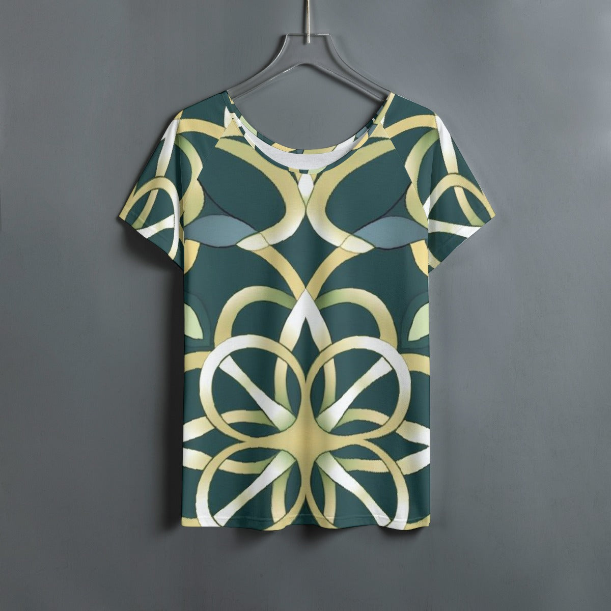All-Over Print Women's Round Neck T-shirt With Raglan Sleeve